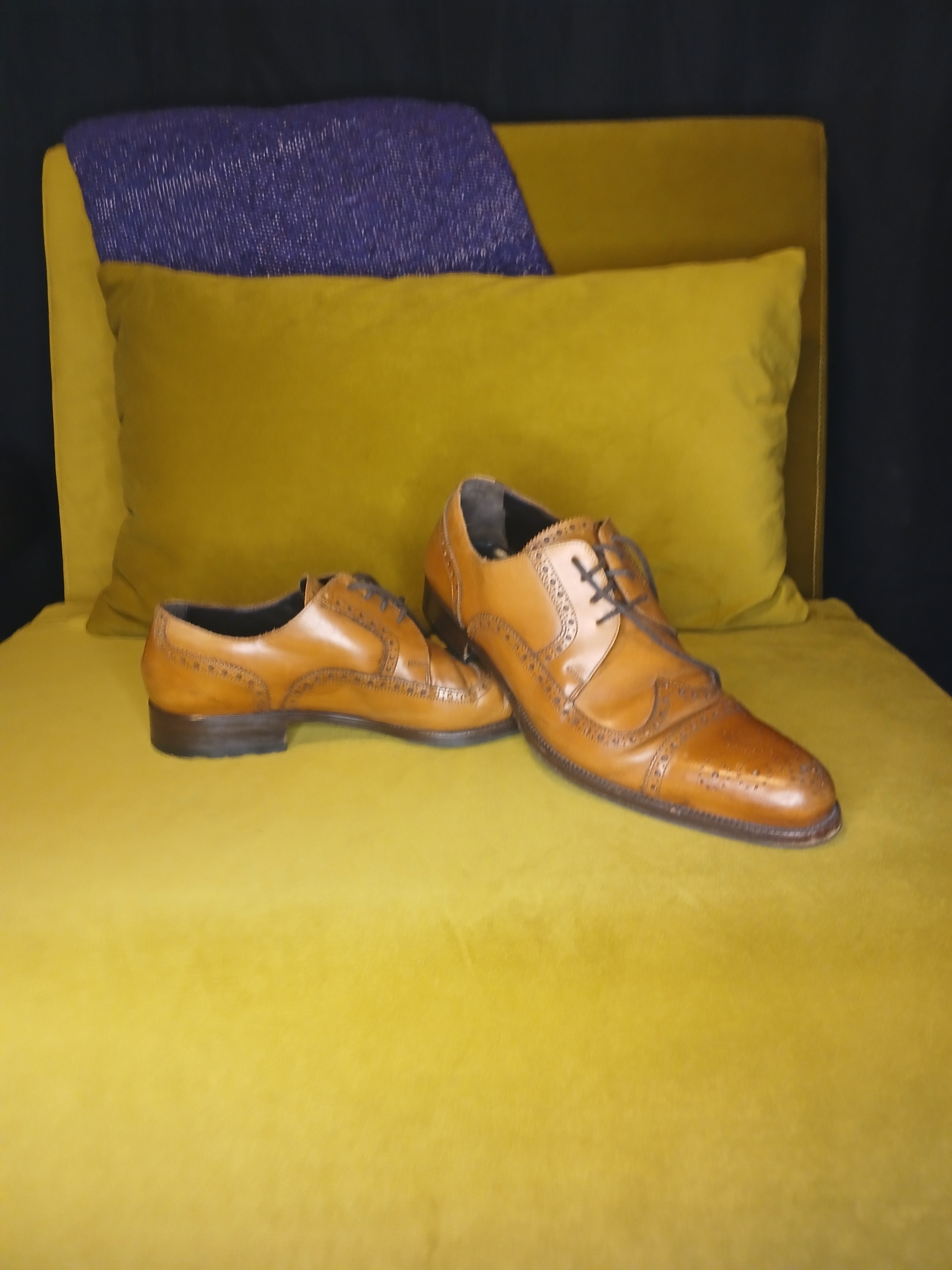 Dolce & Gabbana Cognac Brown Leather Wingtip Oxfords
